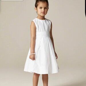 J. Crew Girls' pleated bow dress in taffeta - NWT - White